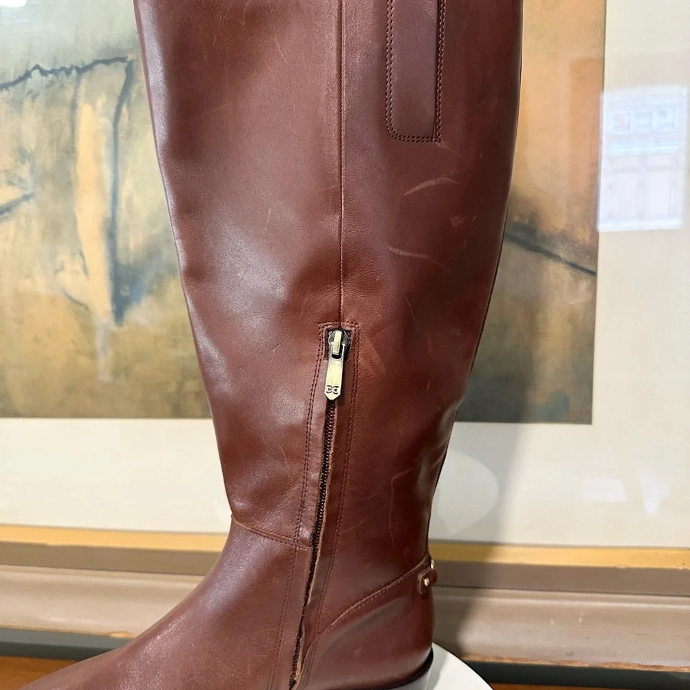 🌸SAM EDELMAN🌸 Cesar Riding Boot Burnt Brandy Leather Size: 6M